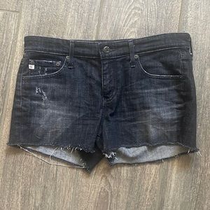 AG Adriano Goldschmied Bonnie Relaxed Short Distressed Black Size 28